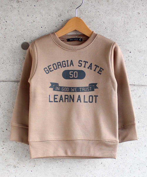 THE CASUAL（カジュアル）の「裏起毛プリントクルーネックトレーナー キッズ（スウェット・キッズ・モカ/ベージュ/ミント/チャコール/ネイビー/ブラック/オートミール/杢グレー/カーキ/ブラウン・120cm/160cm/130cm/150cm/110cm/140cm/100cm）」の16枚目の写真