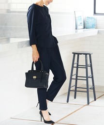 DRESS LAB | 【オフィスカジュアル/セレモニー】ペプラムトップス＆テーパードパンツ 2点セット(スーツセット)