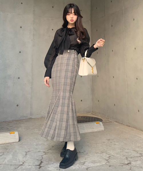 titty＆Co. PETIT（ティティアンドコープティ）の「【titty&Co. PETIT】チェックタブマーメイドスカート（スカート・レディース・ベージュ/ブラック/ブラウン/アイボリー/ピンクベージュ・SMALL/MEDIUM/X-SMALL）」の21枚目の写真