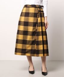 Samansa Mos2 | ラップ風チェックロングスカート(スカート)