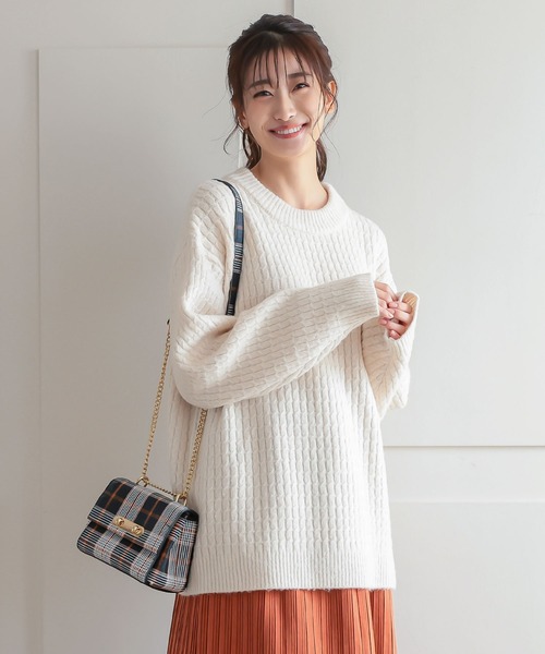 KOBE LETTUCE(コウベレタス)の「ハッピーカラー柄編みゆったりニット(ニット/セーター・レディース・アイボリー/グレー系/コーラルピンク/ブルー系/グリーン系・FREE)」の11枚目の写真