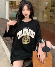 DEVICE | オーバーサイズ カレッジロゴ ビッグシルエット Tシャツ(Tシャツ/カットソー)