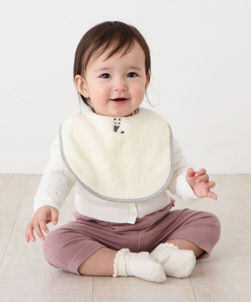 Afternoon Tea（アフタヌーンティー）の「アニマル刺繍スタイ（スタイ/よだれかけ・キッズ・ホワイト/ピンク/イエロー・ONE SIZE）」の2枚目の写真