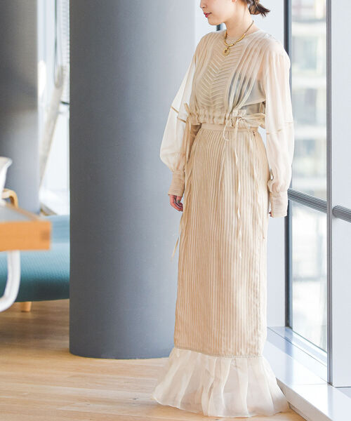 Ray BEAMS（レイビームス）の「RBS / シアー ピンタック タイト スカート（スカート・レディース・ブラック/ベージュ・0/1）」の21枚目の写真