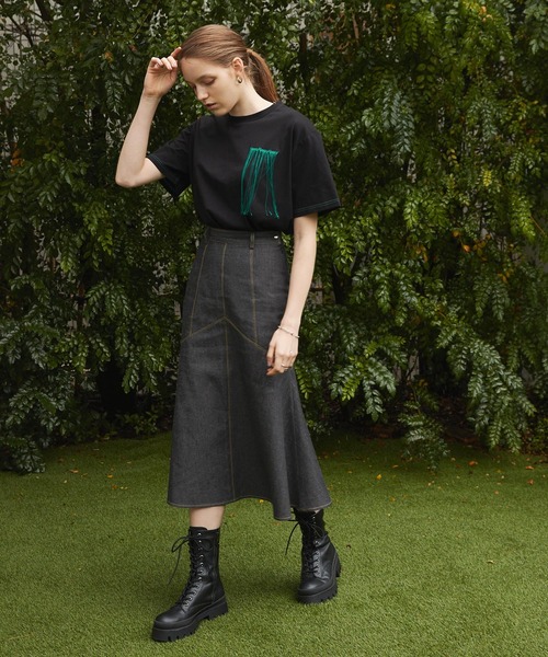 Keeepy（キーピー）の「【Keeepy】denim mermaid skirt（デニムスカート・レディース・ブラック/ネイビー・FREE）」の4枚目の写真