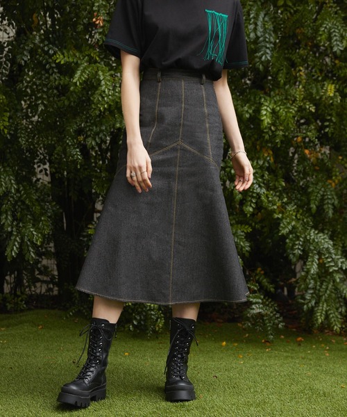 Keeepy（キーピー）の「【Keeepy】denim mermaid skirt（デニムスカート・レディース・ブラック/ネイビー・FREE）」の6枚目の写真