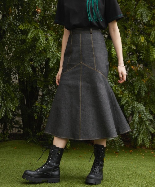 Keeepy（キーピー）の「【Keeepy】denim mermaid skirt（デニムスカート・レディース・ブラック/ネイビー・FREE）」の7枚目の写真