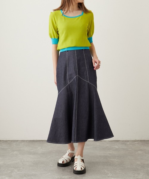 Keeepy（キーピー）の「【Keeepy】denim mermaid skirt（デニムスカート・レディース・ブラック/ネイビー・FREE）」の15枚目の写真