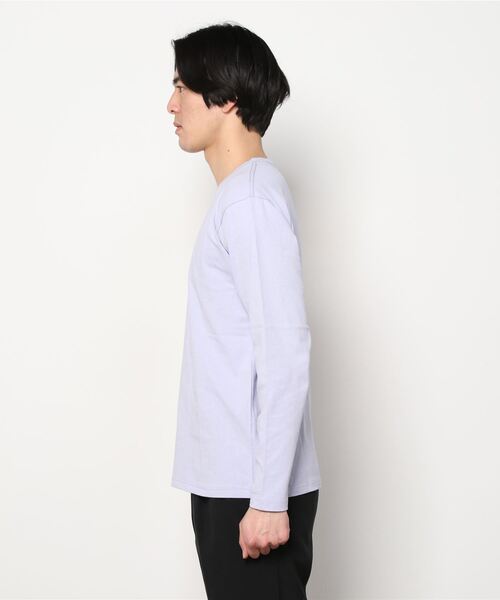 TRAP/U (トラップユー)の「フロント ボックスプリント コットン 天竺 ロングTシャツ(Tシャツ/カットソー・メンズ・ホワイト/パープル系その他/ブラック・L/M)」の9枚目の写真