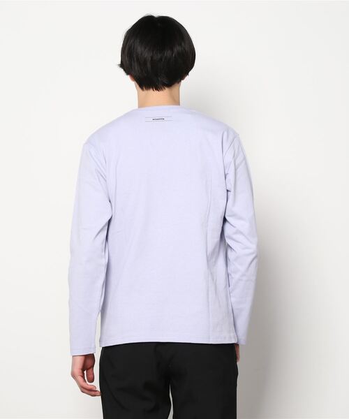 TRAP/U (トラップユー)の「フロント ボックスプリント コットン 天竺 ロングTシャツ(Tシャツ/カットソー・メンズ・ホワイト/パープル系その他/ブラック・L/M)」の10枚目の写真