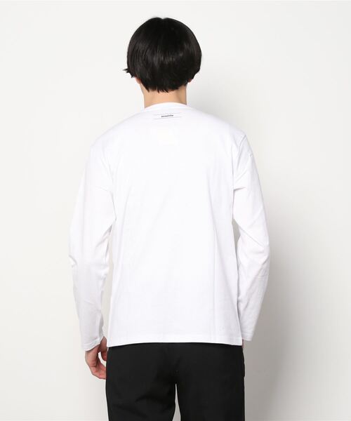 TRAP/U (トラップユー)の「フロント ボックスプリント コットン 天竺 ロングTシャツ(Tシャツ/カットソー・メンズ・ホワイト/パープル系その他/ブラック・L/M)」の11枚目の写真