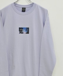 フロント ボックスプリント コットン 天竺 ロングTシャツ