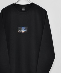フロント ボックスプリント コットン 天竺 ロングTシャツ