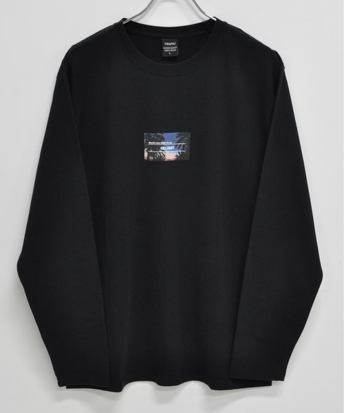 TRAP/U (トラップユー)の「フロント ボックスプリント コットン 天竺 ロングTシャツ(Tシャツ/カットソー・メンズ・ホワイト/パープル系その他/ブラック・L/M)」の5枚目の写真