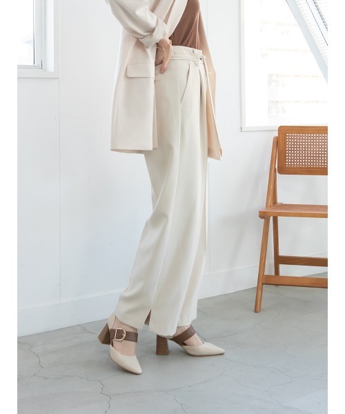 RANDA(ランダ)の「センタープレスセミワイドパンツ(その他パンツ・レディース・ピンク/アイボリー・1/0)」の2枚目の写真