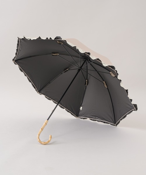 because（ビコーズ）の「because ヒートカットバイカラーフリル晴雨兼用日傘（長傘・レディース・ブラック/ベージュ・FREE）」の15枚目の写真