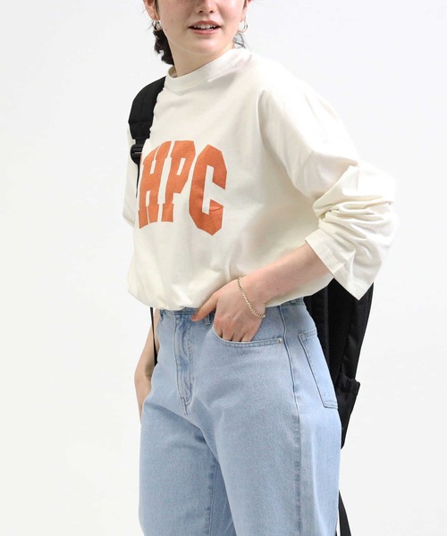 BEVERLY HILLS POLO CLUB（ビバリーヒルズポロクラブ）の「【BEVERLY HILLS POLO CLUB】カレッジロンＴ（Tシャツ/カットソー・レディース・パープル/オフホワイト/ダークグレー・M/L）」の2枚目の写真