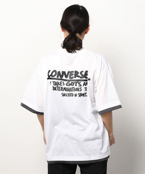 CONVERSE(コンバース)の「【CONVERSE/コンバース】フェイクレイヤードTシャツ/ブランドロゴ/バックプリント/ワンポイント(Tシャツ/カットソー・レディース・ホワイト/チャコールグレー/グレー/サックスブルー/ホワイト系その他/グレー系その他・M/L/XL)」の16枚目の写真