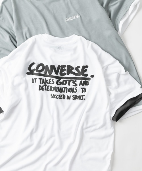 CONVERSE(コンバース)の「【CONVERSE/コンバース】フェイクレイヤードTシャツ/ブランドロゴ/バックプリント/ワンポイント(Tシャツ/カットソー・レディース・ホワイト/チャコールグレー/グレー/サックスブルー/ホワイト系その他/グレー系その他・M/L/XL)」の2枚目の写真