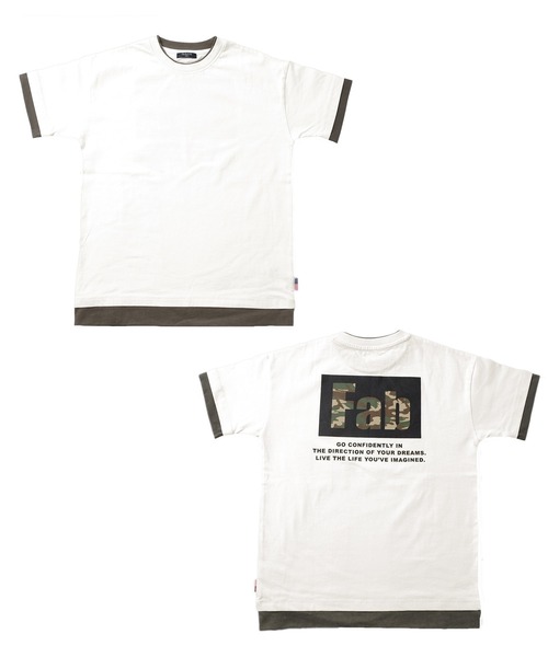 GLAZOS(グラソス)の「天竺・USAコットン ドロップショルダー袖裾レイヤード半袖Tシャツ(Tシャツ/カットソー・キッズ・ホワイト/チャコールグレー/イエロー・130cm/140cm/150cm/160cm/170cm)」の5枚目の写真