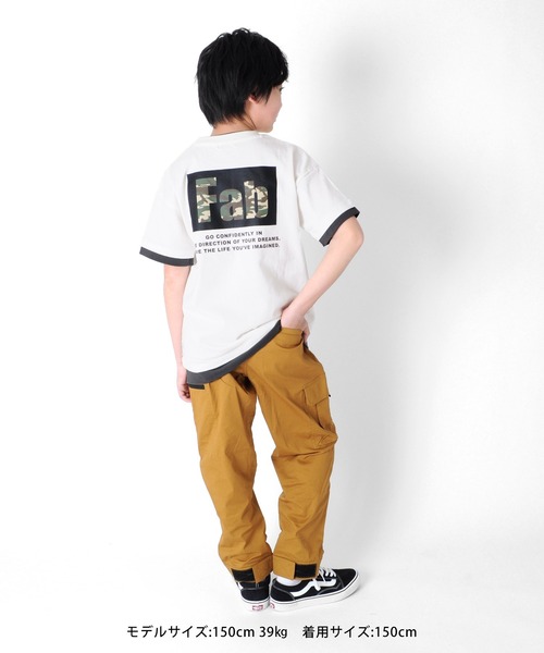 GLAZOS(グラソス)の「天竺・USAコットン ドロップショルダー袖裾レイヤード半袖Tシャツ(Tシャツ/カットソー・キッズ・ホワイト/チャコールグレー/イエロー・130cm/140cm/150cm/160cm/170cm)」の8枚目の写真