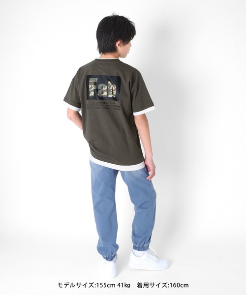 GLAZOS(グラソス)の「天竺・USAコットン ドロップショルダー袖裾レイヤード半袖Tシャツ(Tシャツ/カットソー・キッズ・ホワイト/チャコールグレー/イエロー・130cm/140cm/150cm/160cm/170cm)」の10枚目の写真