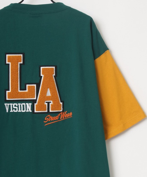 VISION STREET WEAR(ヴィジョンストリートウェア)の「VISION STREET WEAR/ヴィジョンストリートウェア オーバーサイズ バックプリント カレッジロゴ刺繍 フロント ワンポイント刺繍 半袖Tシャツ/リブライン リンガーT/クレイジー ラグランT(Tシャツ/カットソー・メンズ・ホワイト/チャコールグレー/グリーン/ホワイト系その他/グレー系その他/グリーン系その他/ブルー系その他/ロイヤルブルー・LL/M/L)」の6枚目の写真