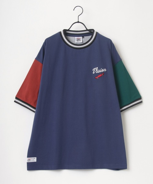 VISION STREET WEAR(ヴィジョンストリートウェア)の「VISION STREET WEAR/ヴィジョンストリートウェア オーバーサイズ バックプリント カレッジロゴ刺繍 フロント ワンポイント刺繍 半袖Tシャツ/リブライン リンガーT/クレイジー ラグランT(Tシャツ/カットソー・メンズ・ホワイト/チャコールグレー/グリーン/ホワイト系その他/グレー系その他/グリーン系その他/ブルー系その他/ロイヤルブルー・LL/M/L)」の13枚目の写真