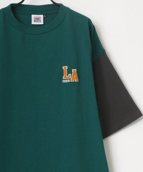 VISION STREET WEAR(ヴィジョンストリートウェア)の「VISION STREET WEAR/ヴィジョンストリートウェア オーバーサイズ バックプリント カレッジロゴ刺繍 フロント ワンポイント刺繍 半袖Tシャツ/リブライン リンガーT/クレイジー ラグランT(Tシャツ/カットソー・メンズ・ホワイト/チャコールグレー/グリーン/ホワイト系その他/グレー系その他/グリーン系その他/ブルー系その他/ロイヤルブルー・LL/M/L)」の11枚目の写真