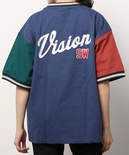 VISION STREET WEAR(ヴィジョンストリートウェア)の「VISION STREET WEAR/ヴィジョンストリートウェア オーバーサイズ バックプリント カレッジロゴ刺繍 フロント ワンポイント刺繍 半袖Tシャツ/リブライン リンガーT/クレイジー ラグランT(Tシャツ/カットソー・メンズ・ホワイト/チャコールグレー/グリーン/ホワイト系その他/グレー系その他/グリーン系その他/ブルー系その他/ロイヤルブルー・LL/M/L)」の21枚目の写真