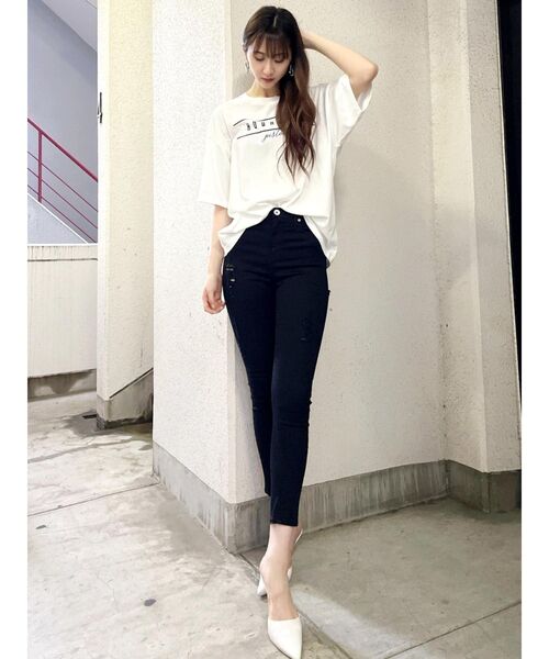 GYDA(ジェイダ)の「H/W BACK RIPPED カラースキニーパンツ(その他パンツ・レディース・ブラック・SMALL/MEDIUM/X-SMALL)」の2枚目の写真