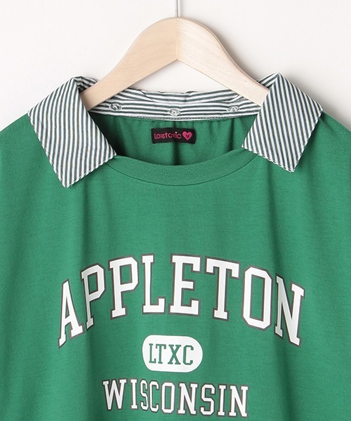 LOVETOXIC（ラブトキシック）の「衿着脱カレッジ半T（Tシャツ/カットソー・キッズ・グリーン/アイボリー/チャコール・M/L/S/SS）」の6枚目の写真