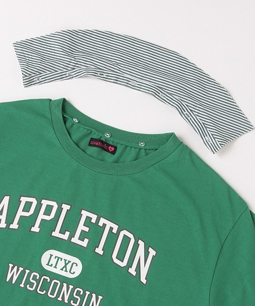 LOVETOXIC（ラブトキシック）の「衿着脱カレッジ半T（Tシャツ/カットソー・キッズ・グリーン/アイボリー/チャコール・M/L/S/SS）」の9枚目の写真