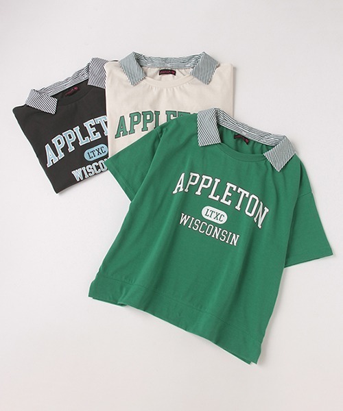 LOVETOXIC（ラブトキシック）の「衿着脱カレッジ半T（Tシャツ/カットソー・キッズ・グリーン/アイボリー/チャコール・M/L/S/SS）」の11枚目の写真