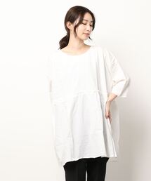 Samansa Mos2 | 7分袖ドッキングチュニック(Tシャツ/カットソー)