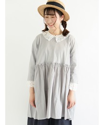 Samansa Mos2 | 7分袖ドッキングチュニック(Tシャツ/カットソー)