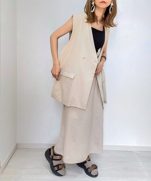 JUNOAH（ジュノア）の「リネン混オープンサイドベスト（ベスト・レディース・アイボリー/ブラック/モカ/ベージュ・FREE）」の8枚目の写真