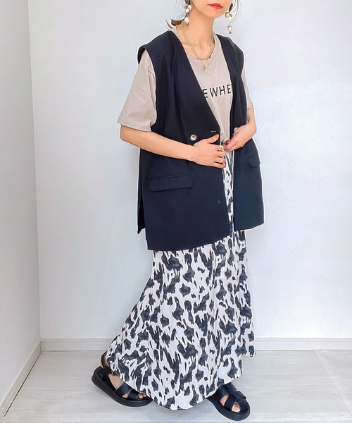 JUNOAH（ジュノア）の「リネン混オープンサイドベスト（ベスト・レディース・アイボリー/ブラック/モカ/ベージュ・FREE）」の16枚目の写真