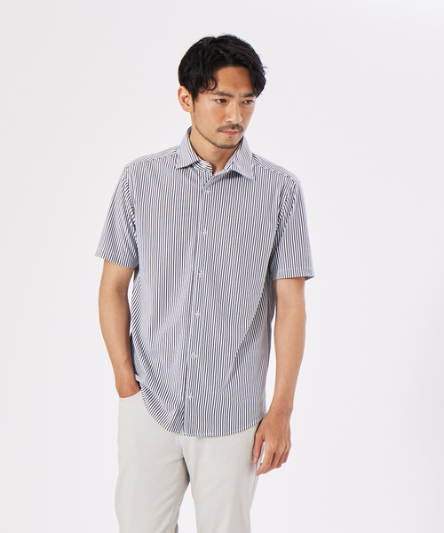 ABAHOUSE GRAY(アバハウスグレイ)の「【Comfeel】吸汗速乾 半袖 シャツ(シャツ/ブラウス・メンズ・ホワイト/ブルー系その他/ブルー系その他2/ブルー系その他3・44/46/48/50)」の4枚目の写真