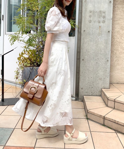 OLIVE des OLIVE(オリーブデオリーブ)の「レースマキシフレアスカート(スカート・レディース・オフホワイト/ブラック・FREE)」の6枚目の写真