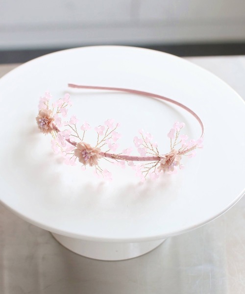 シャトレ フワラー カチューシャ (2color) ヘッドドレス お花 ピンク