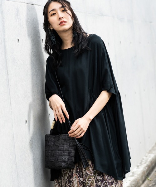 NAVY（ネイビー）の「インドレーヨン 脇切替ブラウス（シャツ/ブラウス・レディース・ブルー/ピンク/ダークグリーン・フリー）」の7枚目の写真