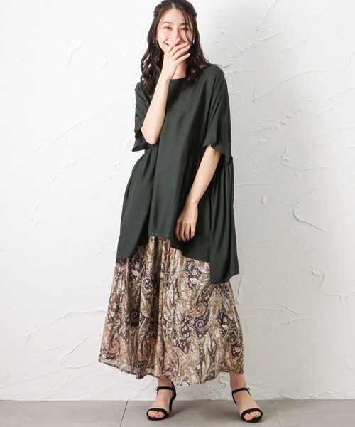 NAVY（ネイビー）の「インドレーヨン 脇切替ブラウス（シャツ/ブラウス・レディース・ブルー/ピンク/ダークグリーン・フリー）」の11枚目の写真