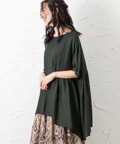 NAVY（ネイビー）の「インドレーヨン 脇切替ブラウス（シャツ/ブラウス・レディース・ブルー/ピンク/ダークグリーン・フリー）」の12枚目の写真