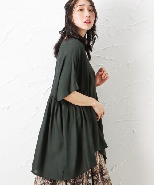 NAVY（ネイビー）の「インドレーヨン 脇切替ブラウス（シャツ/ブラウス・レディース・ブルー/ピンク/ダークグリーン・フリー）」の13枚目の写真