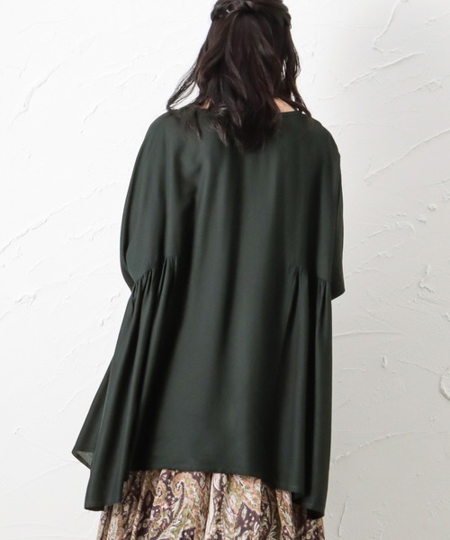 NAVY（ネイビー）の「インドレーヨン 脇切替ブラウス（シャツ/ブラウス・レディース・ブルー/ピンク/ダークグリーン・フリー）」の14枚目の写真