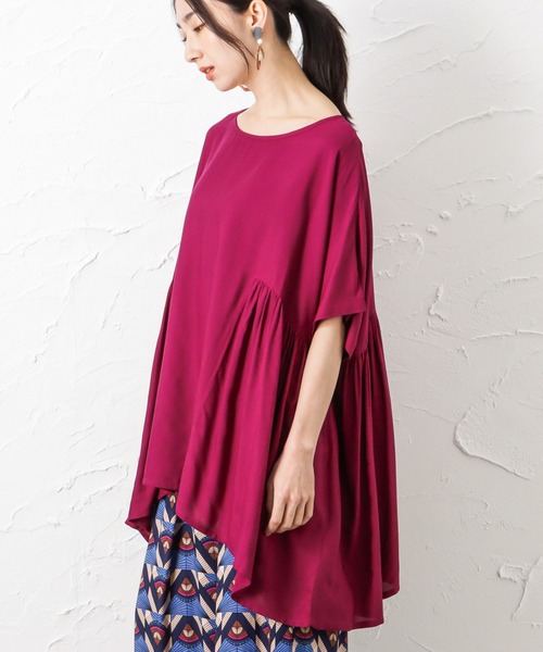 NAVY（ネイビー）の「インドレーヨン 脇切替ブラウス（シャツ/ブラウス・レディース・ブルー/ピンク/ダークグリーン・フリー）」の17枚目の写真