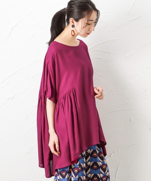 NAVY（ネイビー）の「インドレーヨン 脇切替ブラウス（シャツ/ブラウス・レディース・ブルー/ピンク/ダークグリーン・フリー）」の18枚目の写真