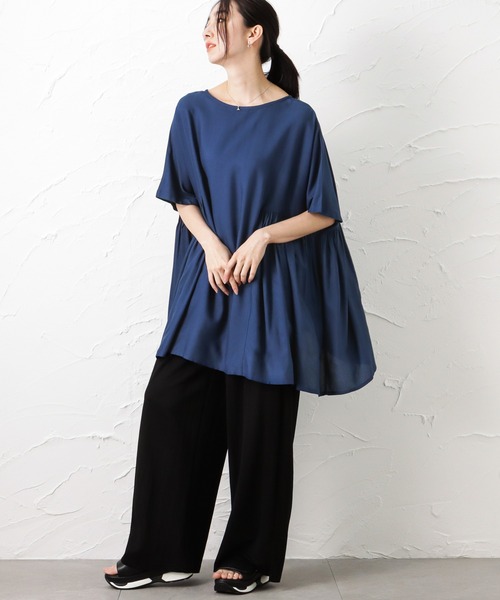 NAVY（ネイビー）の「インドレーヨン 脇切替ブラウス（シャツ/ブラウス・レディース・ブルー/ピンク/ダークグリーン・フリー）」の20枚目の写真