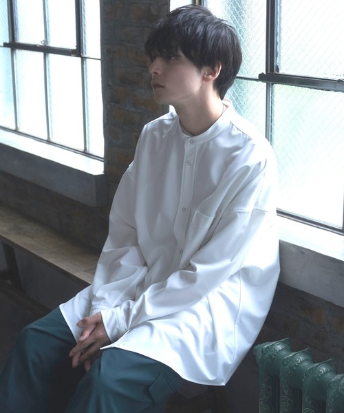 Alpinus(アルピナス)の「Alpinus - smooth loose band collar shirt /スムースルーズバンドカラーシャツ(シャツ/ブラウス・メンズ・ダークブルー/ホワイト/カーキ・SMALL/MEDIUM)」の1枚目の写真